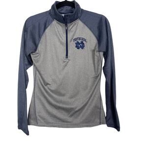 Pro Edge Womens Small S Gray Blue Notre Dame 1/4 Zip Fleece Pullover Colorblock